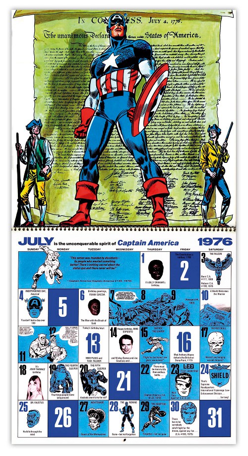 Fabulous Find 1976 Marvel Bicentennial Calendar Back to the Past